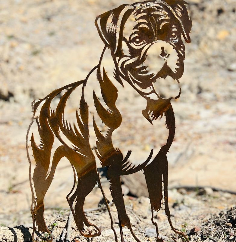 Boxer Dog Garden Silhouette Sculpture - Corten Steel Metal Garden Art