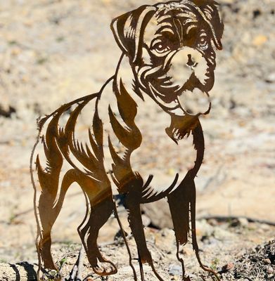 Boxer Dog Garden Silhouette Sculpture - Corten Steel Metal Garden Art