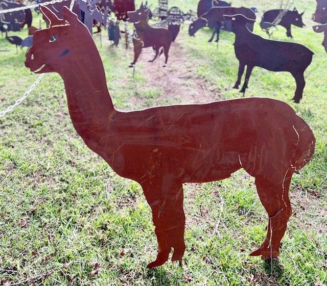 Corten Steel Alpaca  Garden Silhouette Sculptures - Metal Garden Art