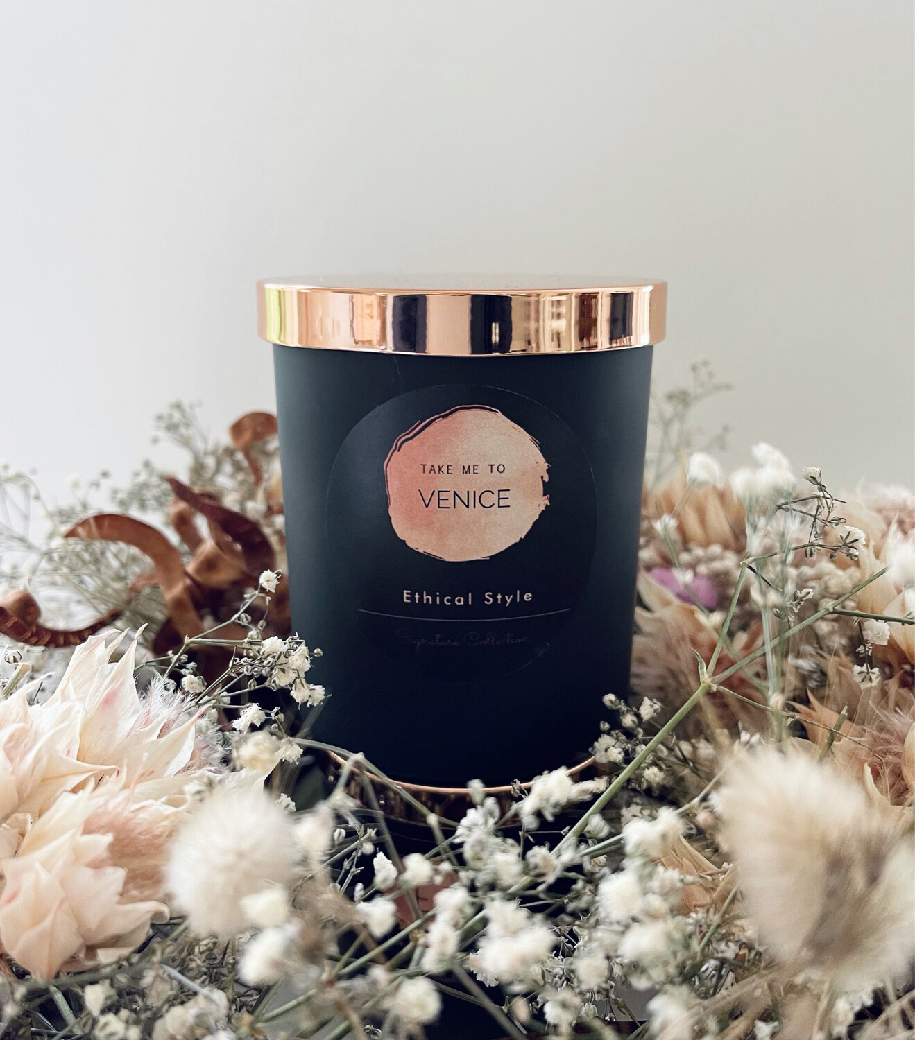 Large Matt Black Candle