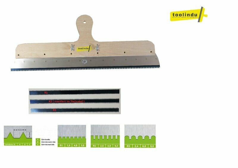 Großflächenrakel Stehrakel Holzgriff Rostfrei 56cm inkl. Stielhalter Zahnleiste R1 + R2 + R3 Großflächenrakel Stehrakel Holzgriff Rostfrei 56cm inkl. Stielhalter Zahnleiste R1 + R2 + R3