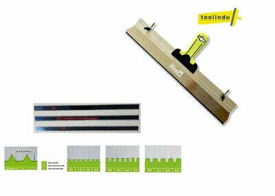 Stehrakel Großflächenrakel 56cm Rostfrei 2K Griff mit Stielhalter / höhenverstellbaren Stiften / Zahnleiste R1+R2+R3 Stehrakel Großflächenrakel 56cm Rostfrei 2K Griff mit Stielhalter / höhenverstellbaren Stiften / Zahnleiste R1+R2+R3