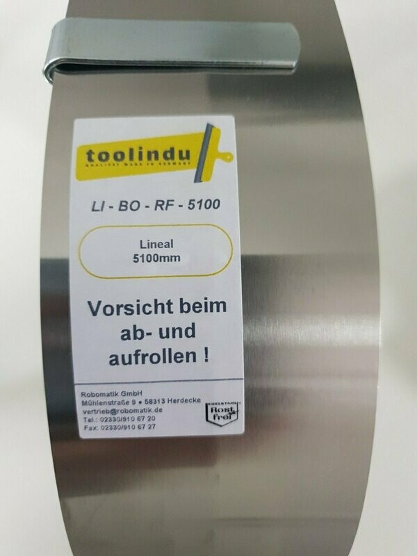 Rollstahllineal Bodenlegerlineal ROSTFREI Teppichlineal Lineal 5100mm mit Halteklammer Rollstahllineal Bodenlegerlineal ROSTFREI Teppichlineal Lineal 5100mm mit Halteklammer