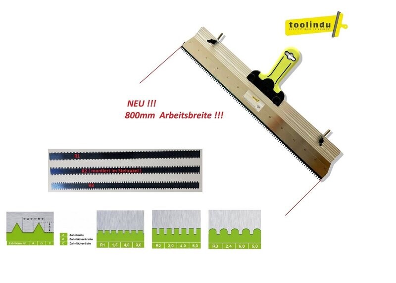 Nur bei uns! Stehrakel Großflächenrakel mit 800mm Arbeitsbreite Rostfrei 2K Griff mit Stielhalter / höhenverstellbaren Stiften / Zahnleiste R1+R2+R3 Nur bei uns! Stehrakel Großflächenrakel mit 800mm Arbeitsbreite Rostfrei 2K Griff mit Stielhalter / höhenverstellbaren Stiften / Zahnleiste R1+R2+R3