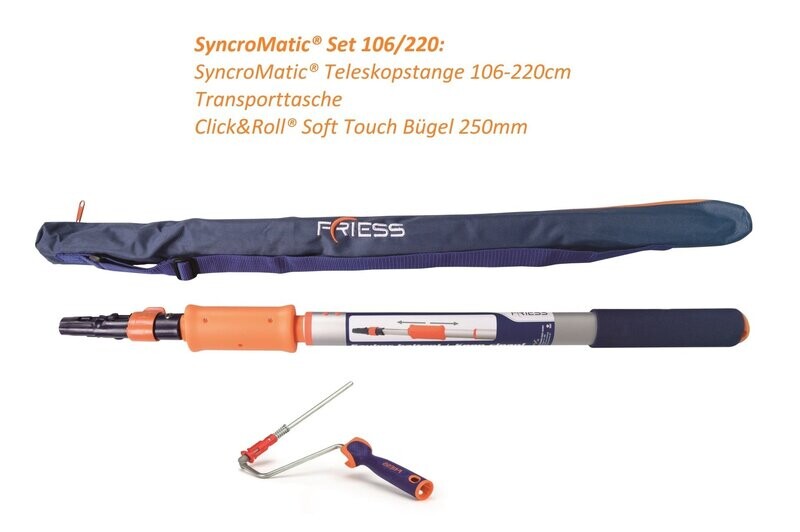 SyncroMatic® Friess Techno® Teleskopstange 106-220cm inkl. Click&Roll Bügel 25cm AKTIONSPREIS SyncroMatic® Friess Techno® Teleskopstange 106-220cm inkl. Click&Roll Bügel 25cm AKTIONSPREIS