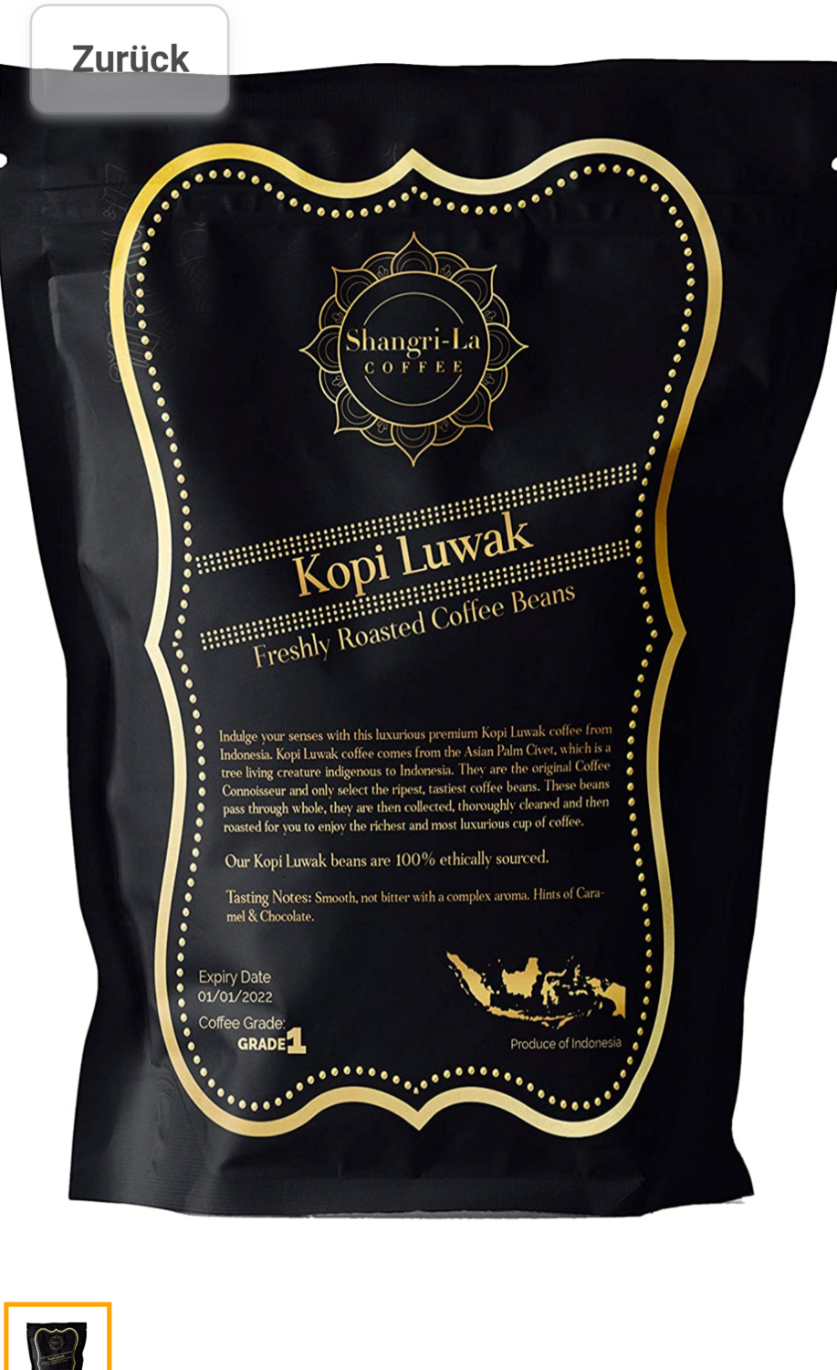 Shangri-La Coffee - Wilde Kopi Luwak Kaffeebohnen.Verschiedene Mengen