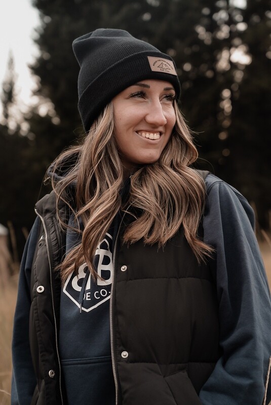 Behind The Bars Leather Patch Beanie