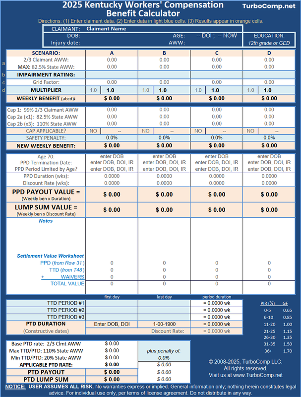 2025 KY WC Benefit Calculator - Individual License (Windows Only)