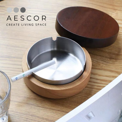 Wooden Ashtray with Delicate and Unique Lid