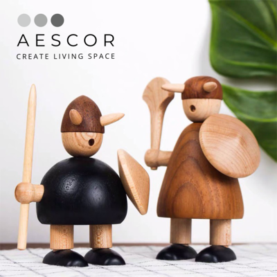 Wooden Viking Soldier Decoration Toy