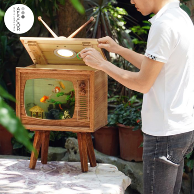 The Wooden Aquarium Antique TV Model