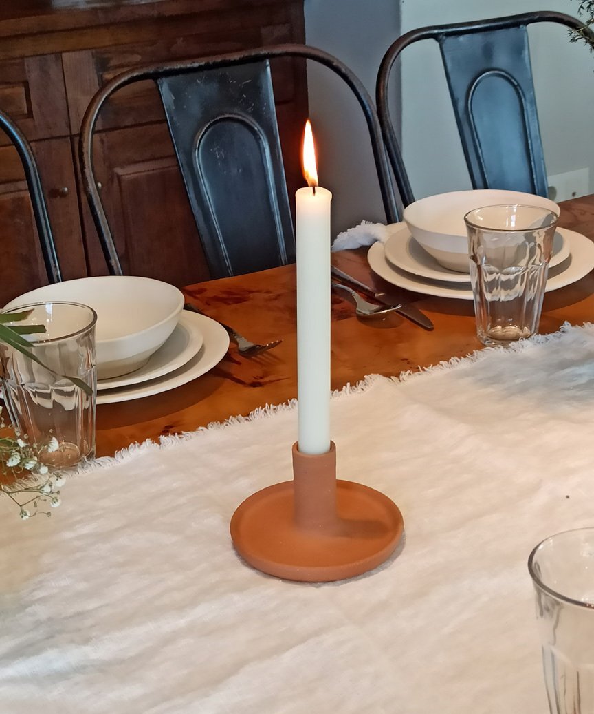 Portavelas Fisterra Arcilla Natural