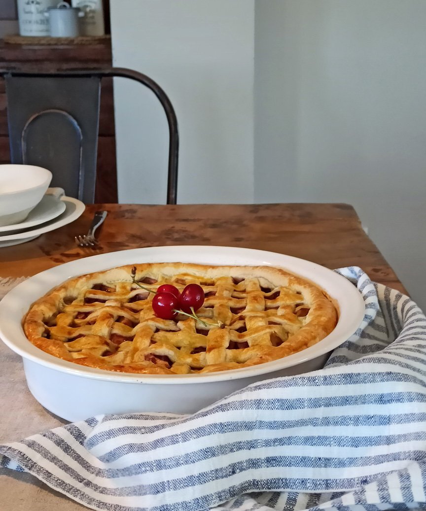 Paño de Cocina con Rayas en Blanco y Azul Marino de Lino Orgánico