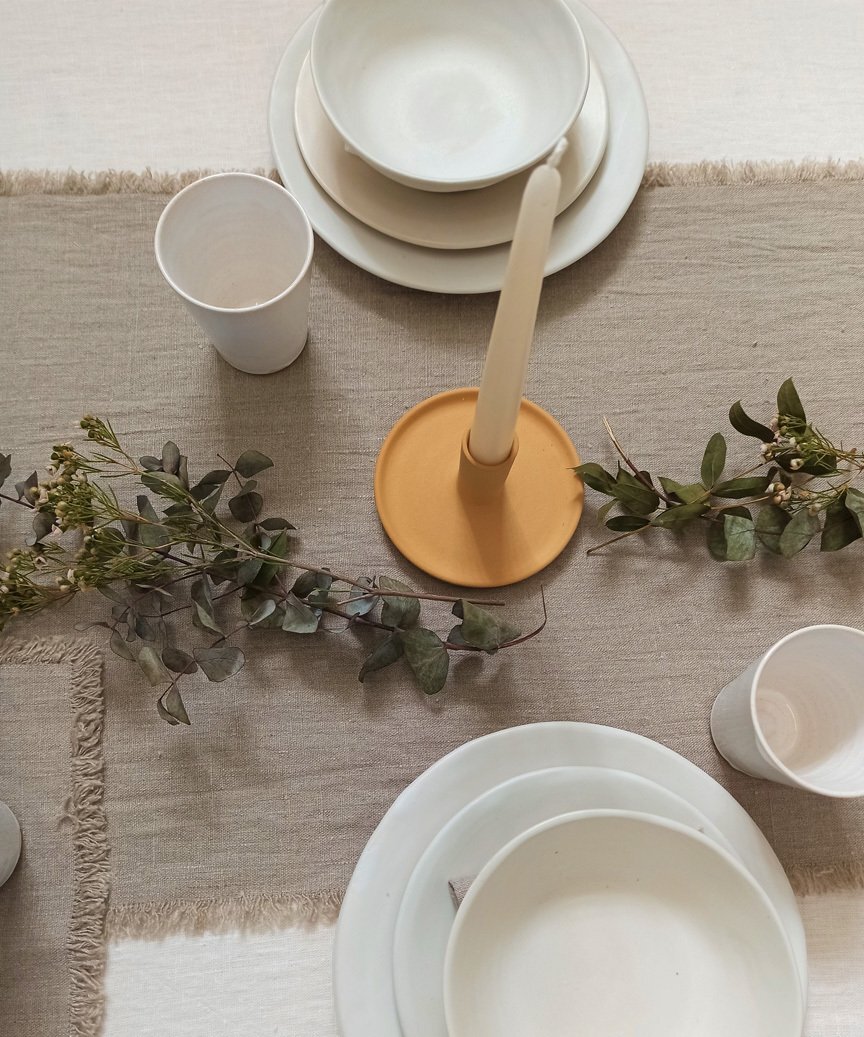 Portavelas Fisterra Arcilla Natural Ocre