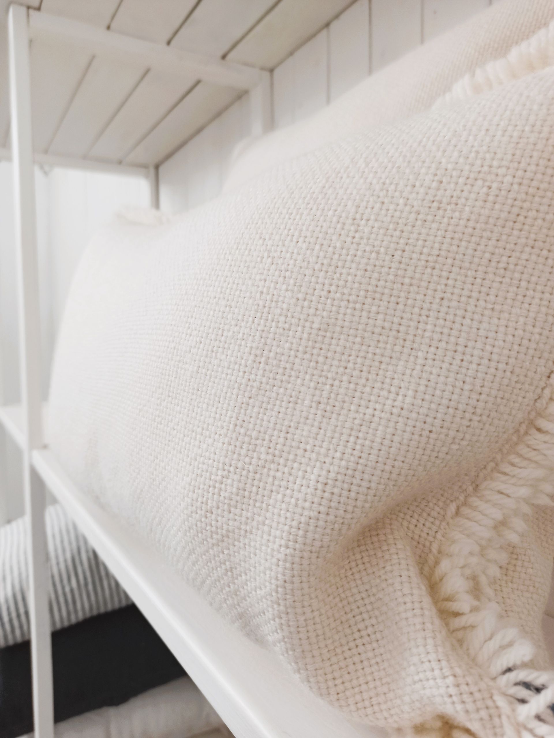 Super Soft White Baby Alpaca Cushion with Fringes