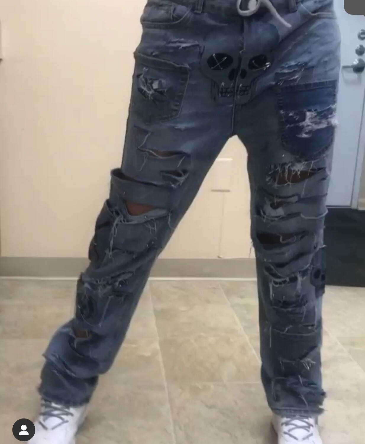 Unisex skull jeans