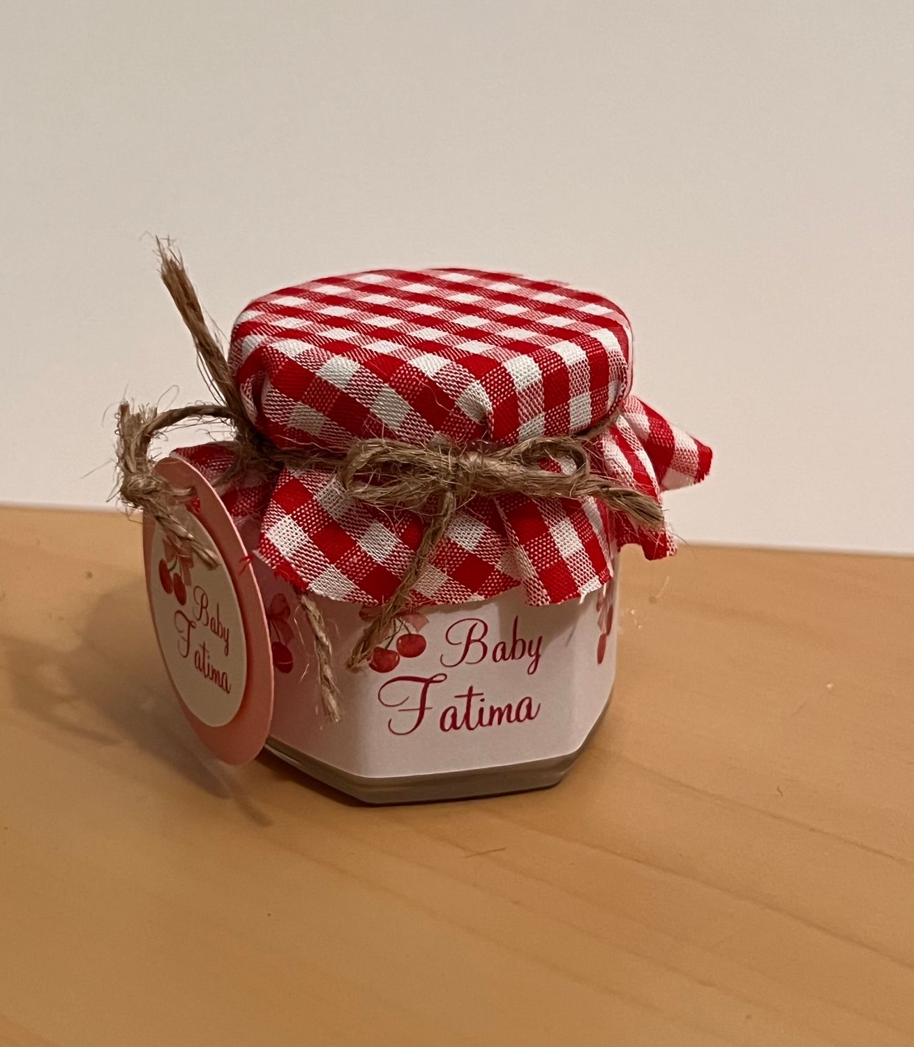 Cherries hexagon glass jar