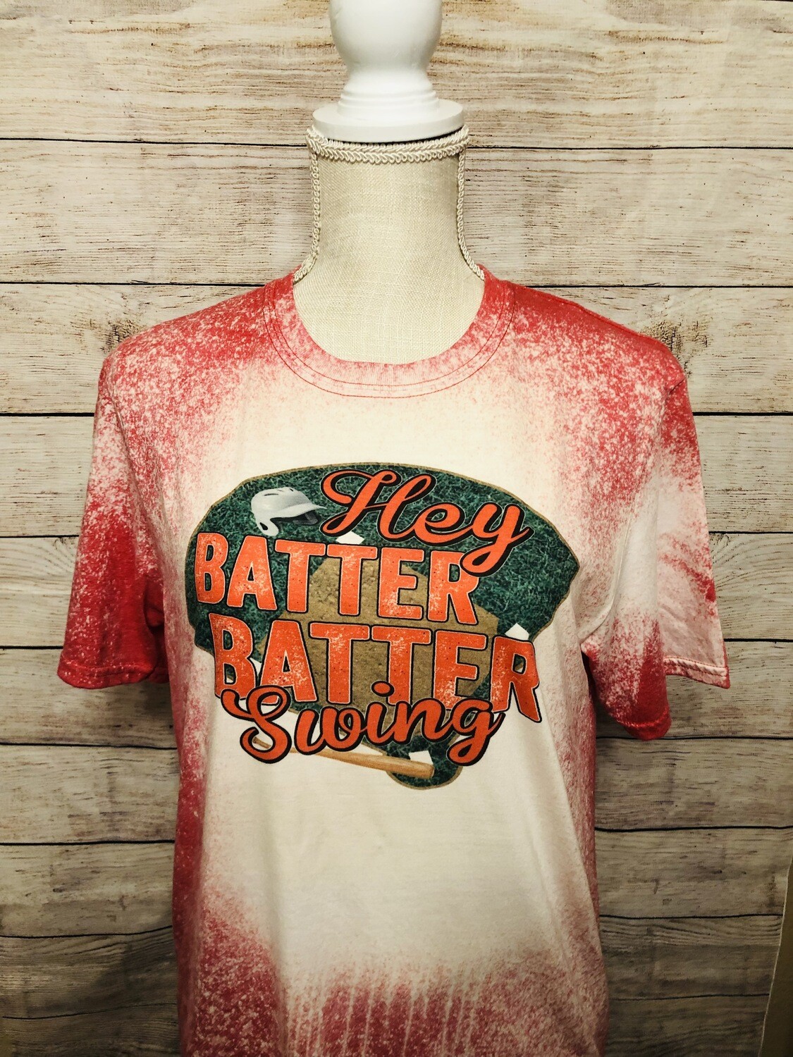 Hey Batter Batter Swing Bleached Graphic Tee