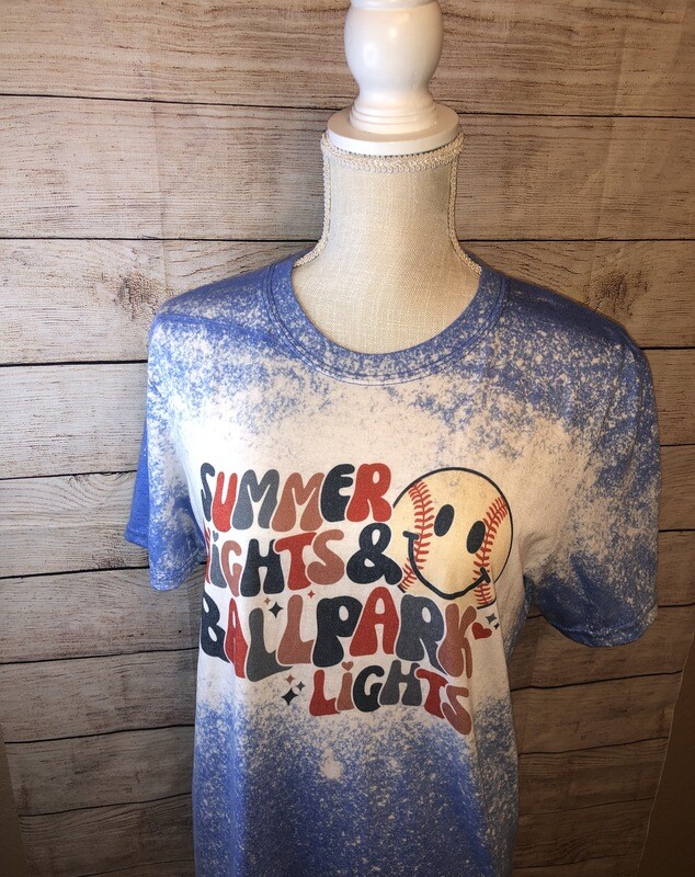 Summer Nights Baseball Bleached Graphic Tee