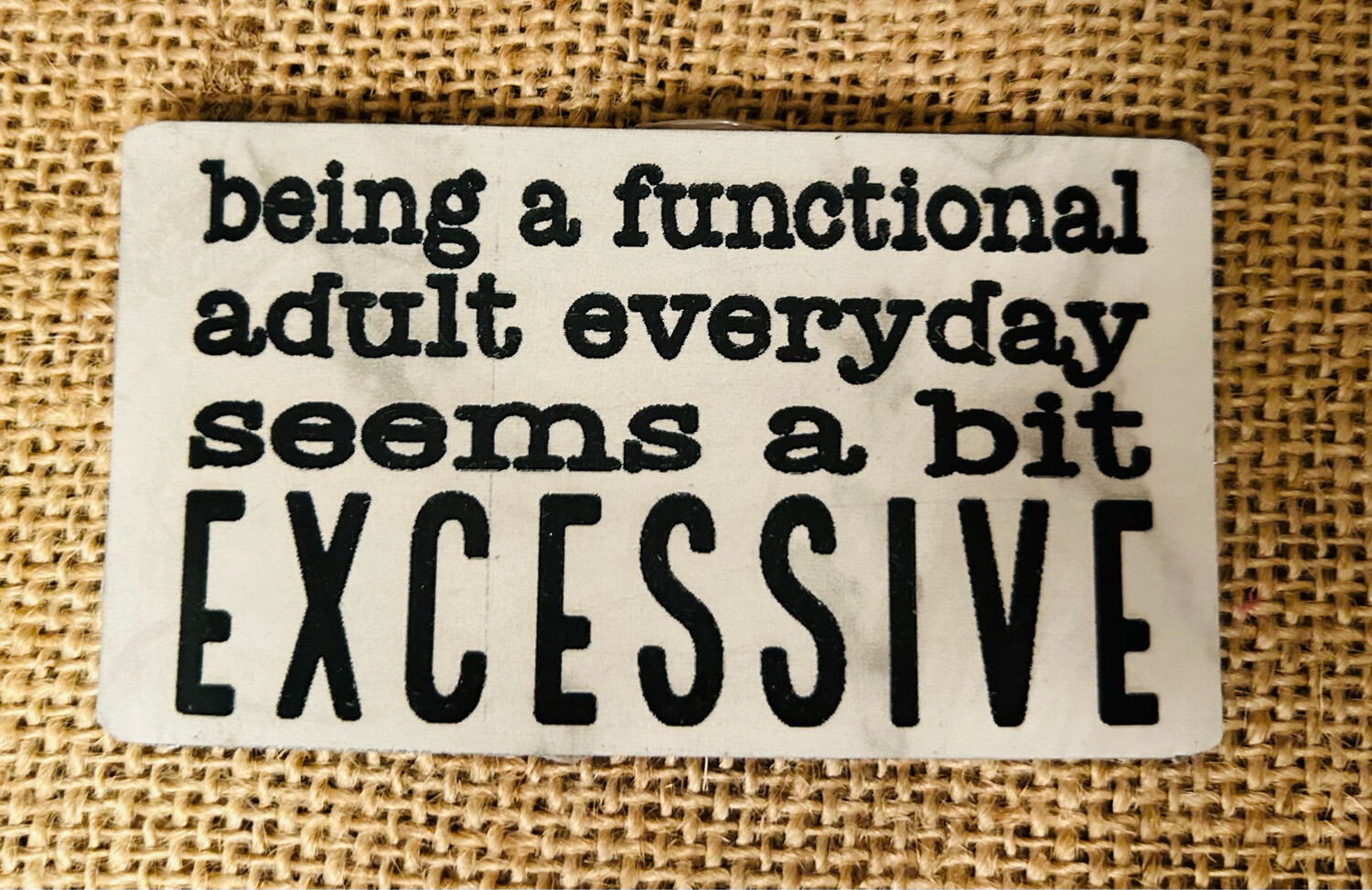 Being An Adult White Marble Laser Engraved Patch
