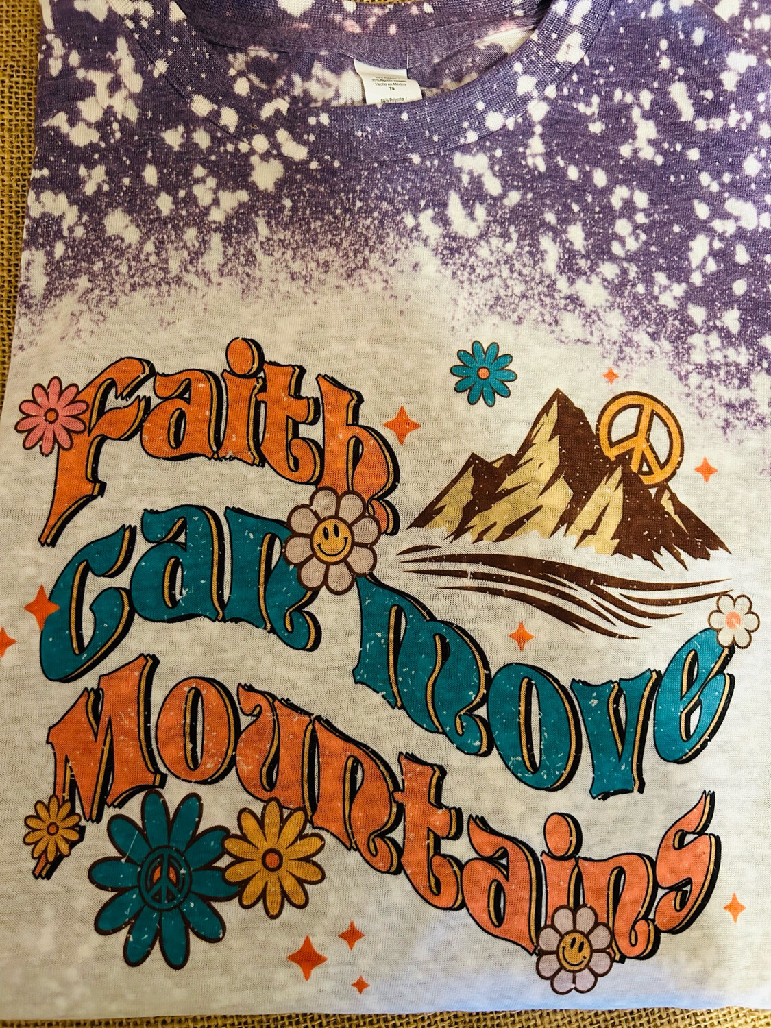 Faith Can Move Mountains Bleached Graphic Tee
