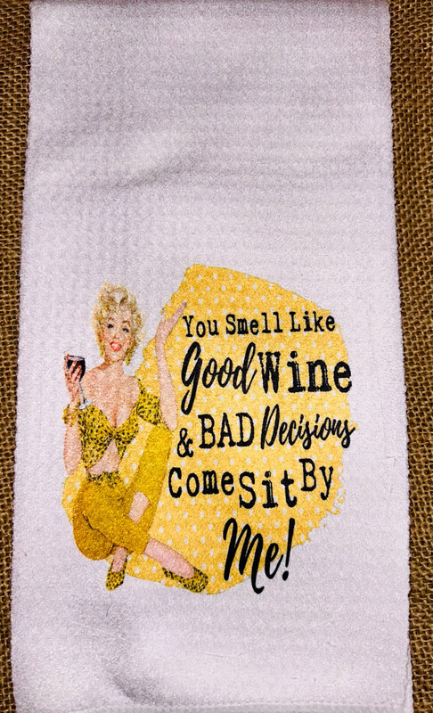 Bad Decisions And Wine Kitchen Waffle Towel