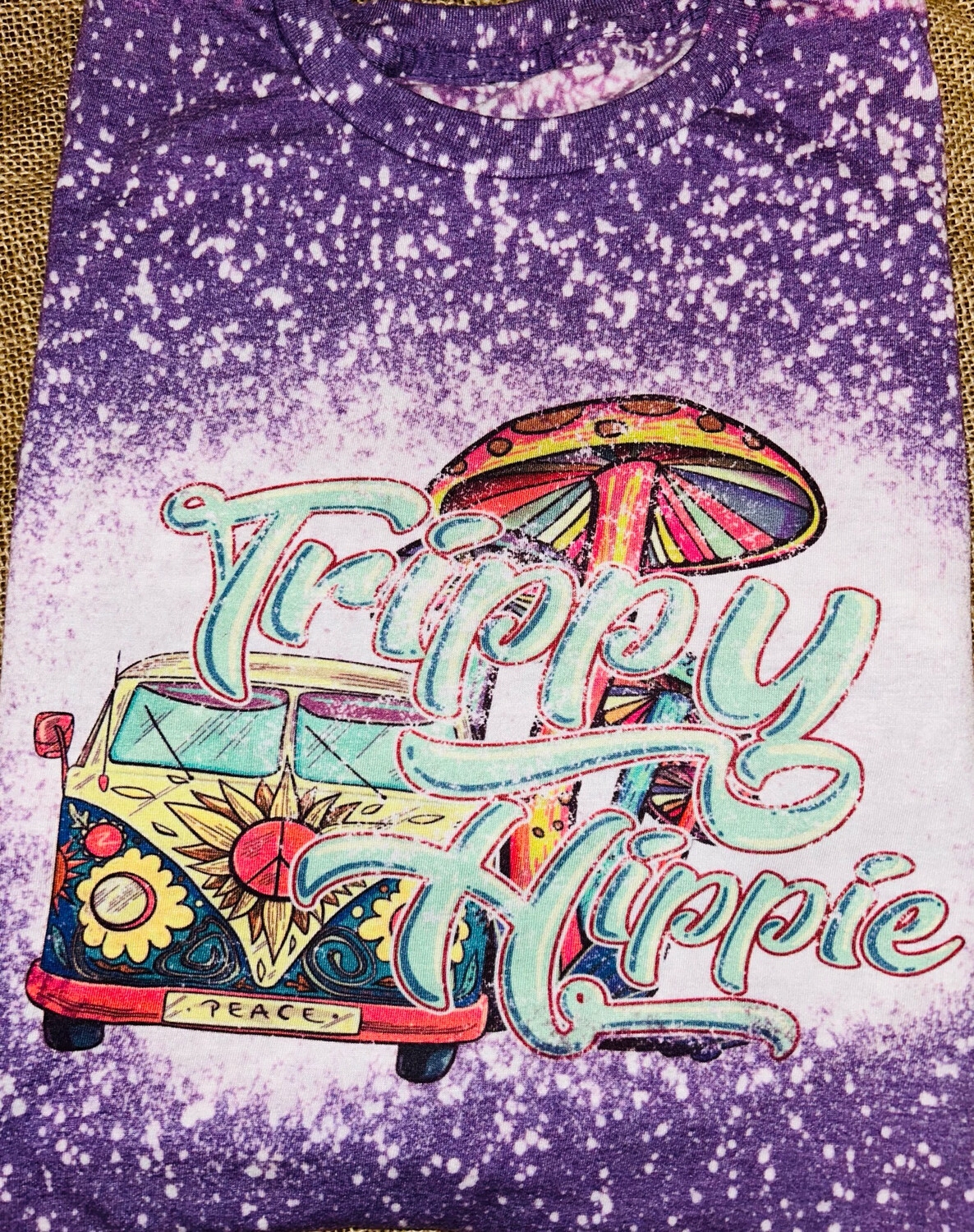 Trippy Hippy Bus Bleached Graphic Tee