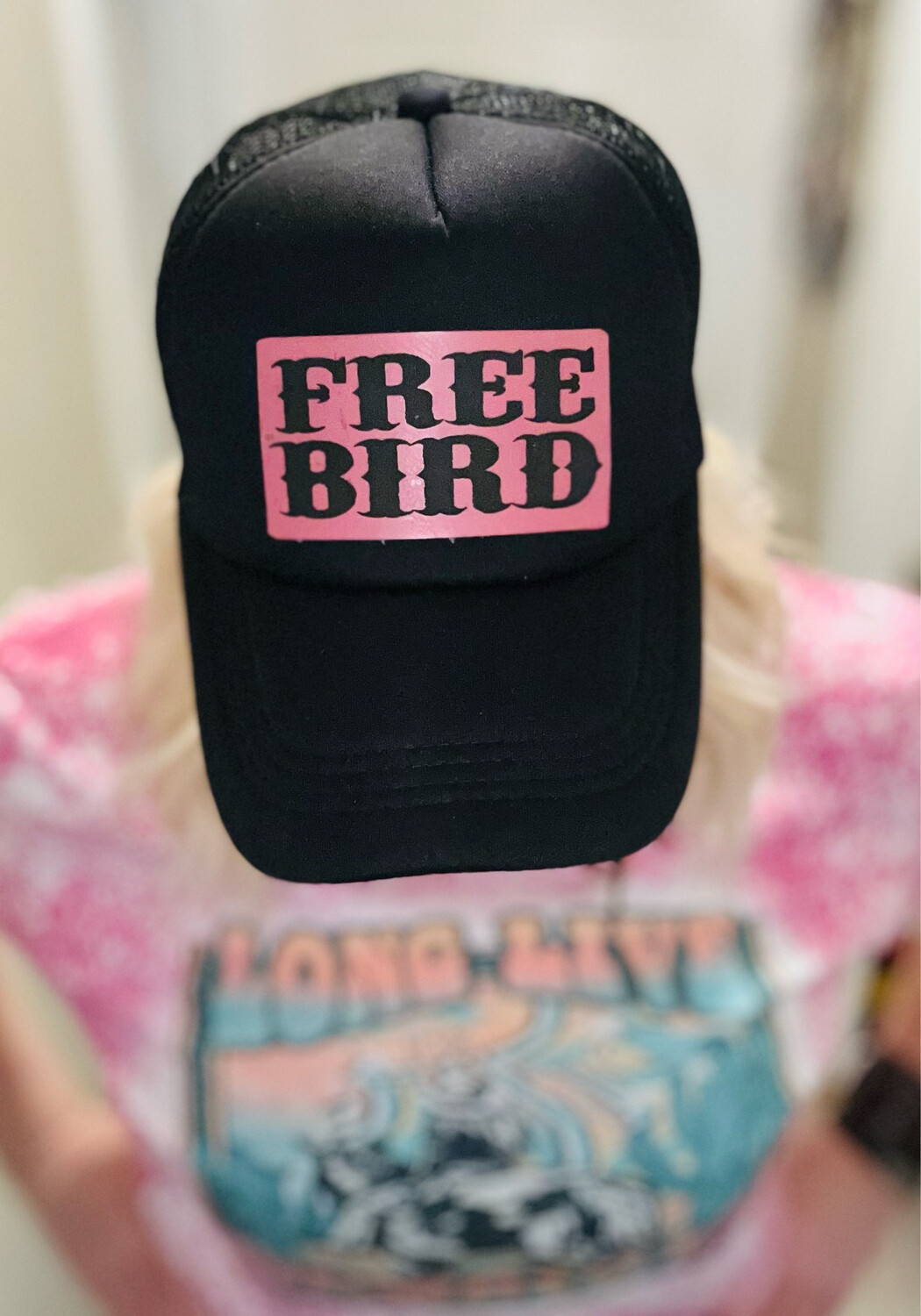Free Bird Pink Laser Engraved Hat