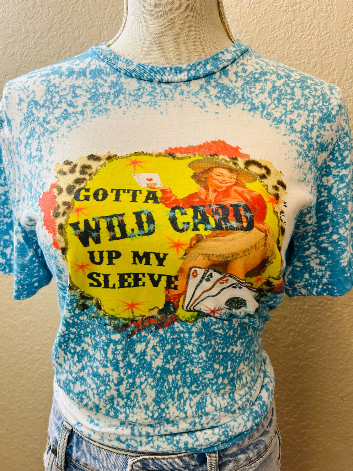Gotta Wild Card Up My Sleeve Bleached Graphic Tee