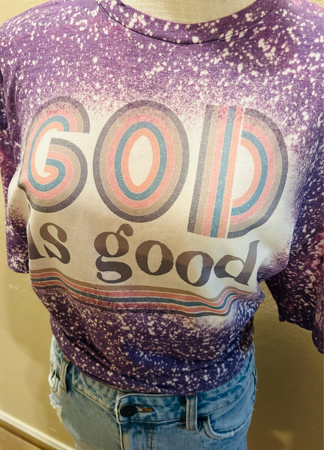 God Is Good Purple Bleached Graphic Tee