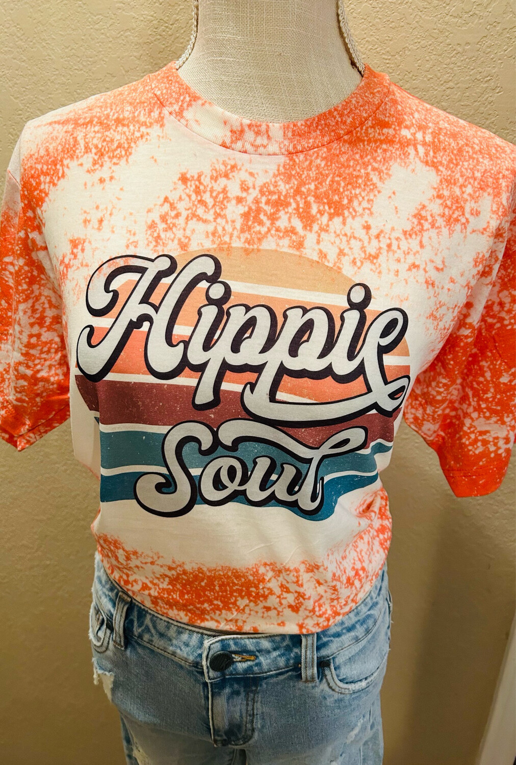 Hippie Soul Orange Bleached Graphic Tee