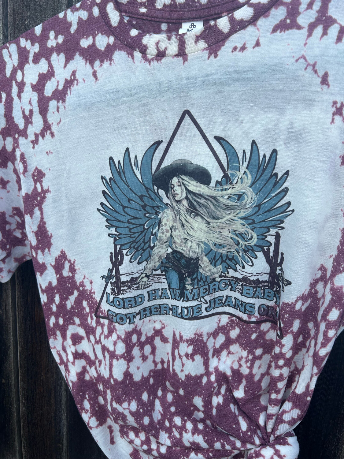 My Baby Got Her Blue Jeans On Bleached Graphic Tee