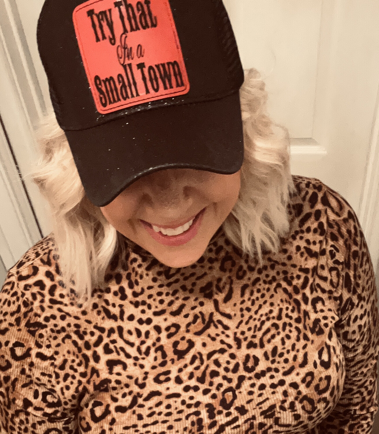Try That In A Small Town Black Glitter Hat