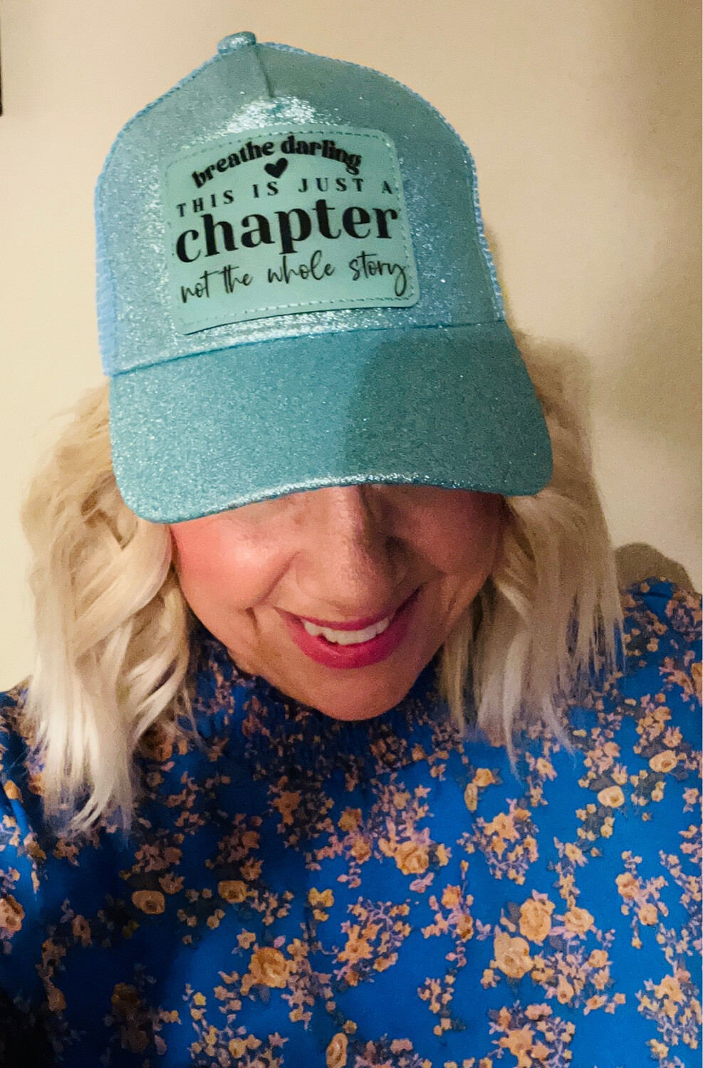 This Is Just A Chapter Turquoise Glitter Hat