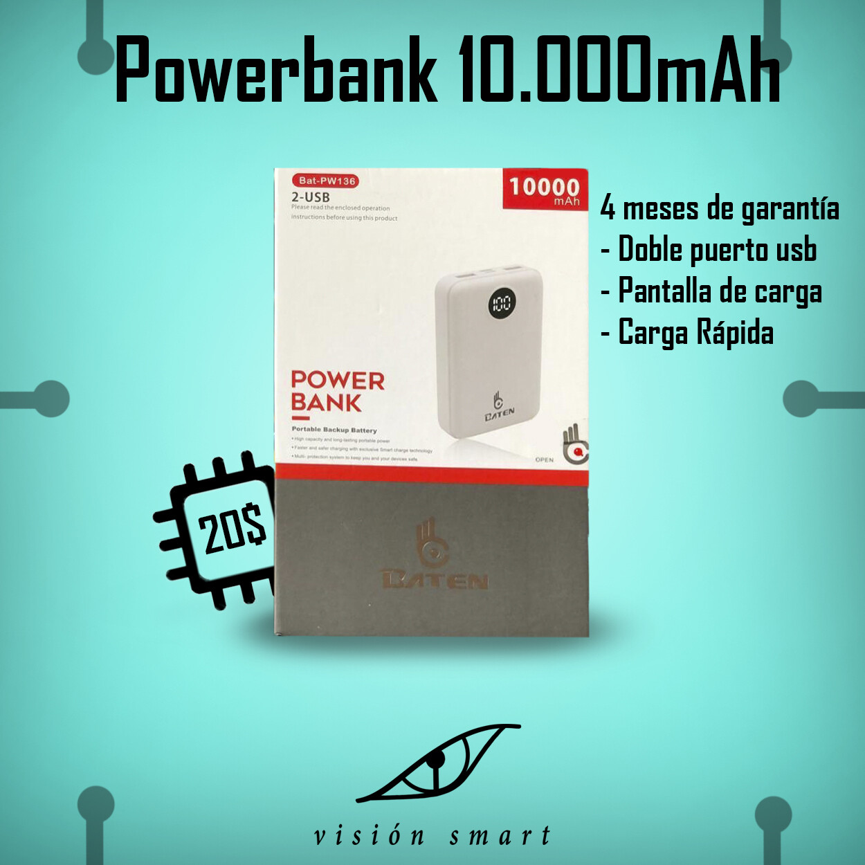 Powerbank carga rapida 10.000mAh