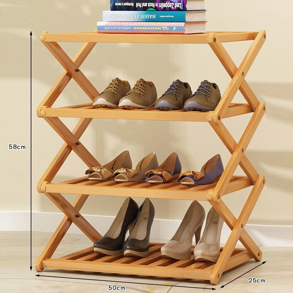 Bamboo Wood Adjustable Shoe Rack