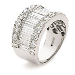 3 Row Baguette And Brilliant Parallel Dress Ring 4.00ct