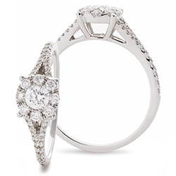Round Cluster Split Shoulder Diamond Cocktail Ring 0.66ct
