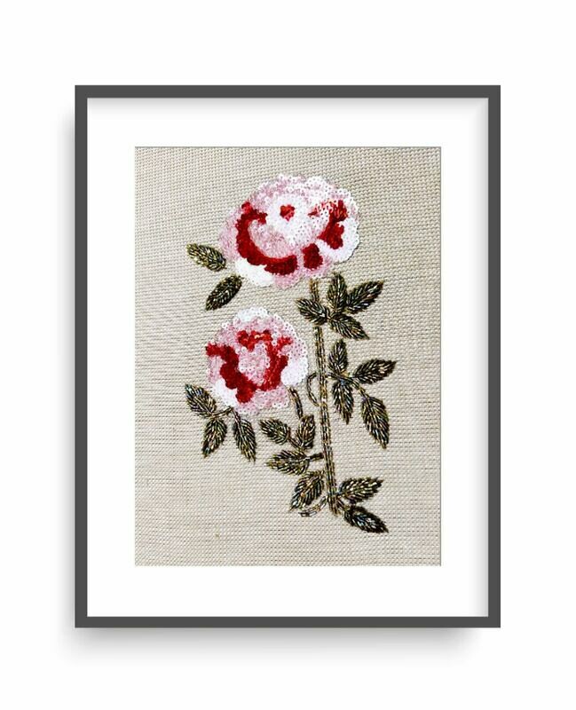 Sequin Embroidered Rose Wall Hanging