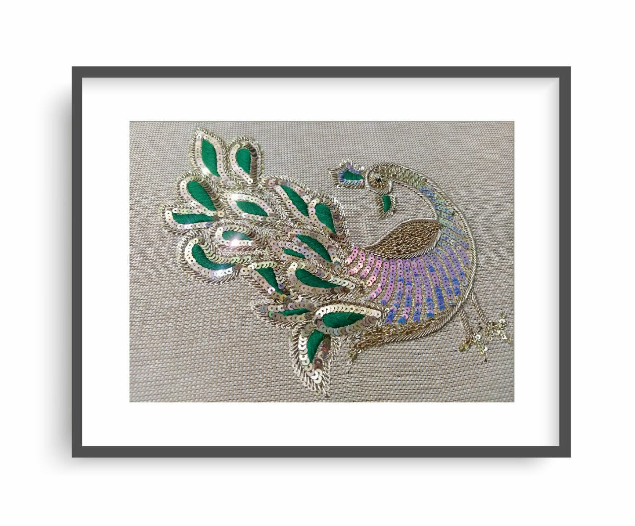Embroidered Peacock Wall Hanging