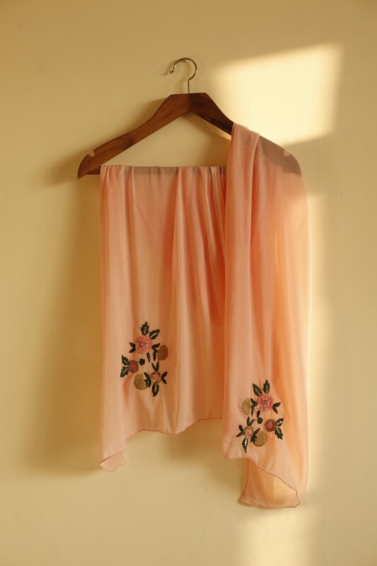 Pink floral sequin stole
