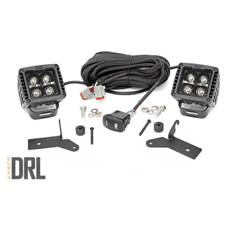 LED lights 2" square amber DRL Rough Country Black Series