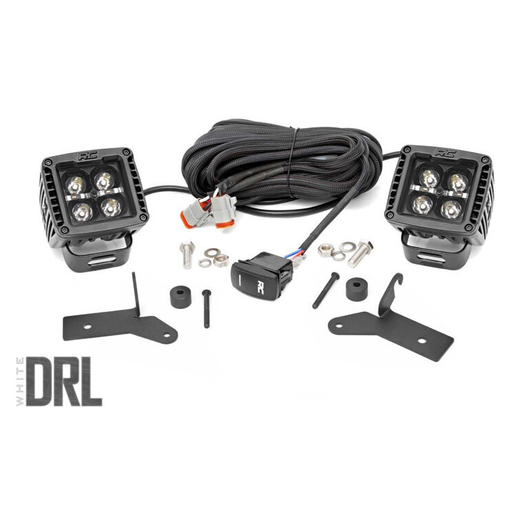 LED lights 2" square white DRL Rough Country Black Series