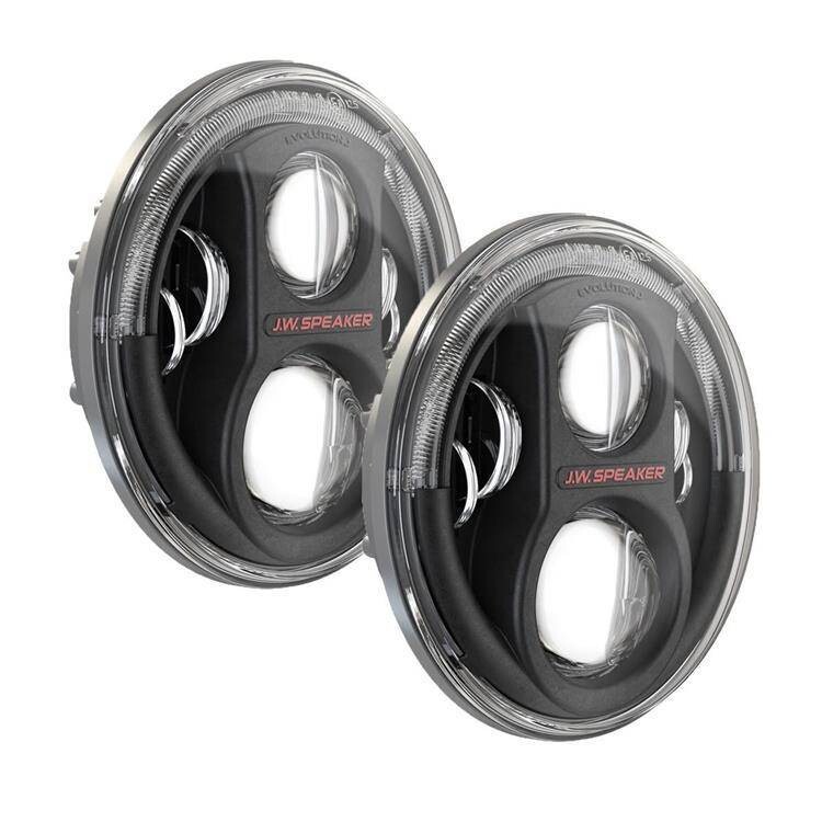 Headlights LED black front 7" JW Speaker 8700 Evolution J2 Series