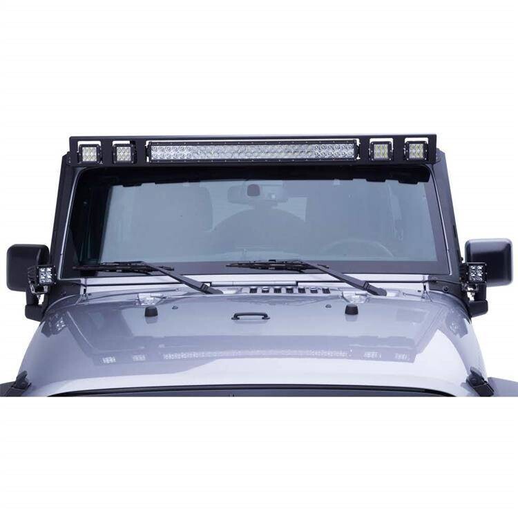 Windshield light frame for 30" light bar and four Cube LED 3x3" lights Go Rhino