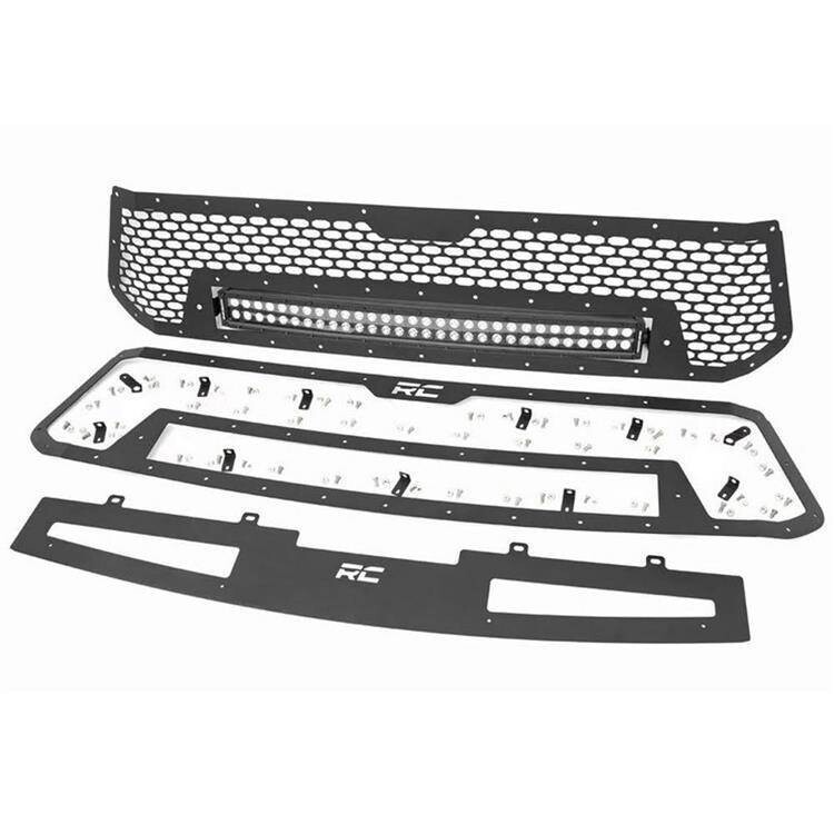 Mesh grille with 30" LED light bar dual row Black Series Rough Country