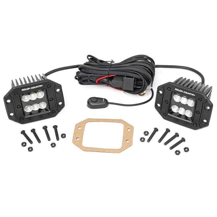LED lights 2" square flush mount flood Rough Country Black Series