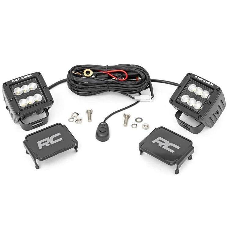 LED lights 2" square flood Rough Country Black Series