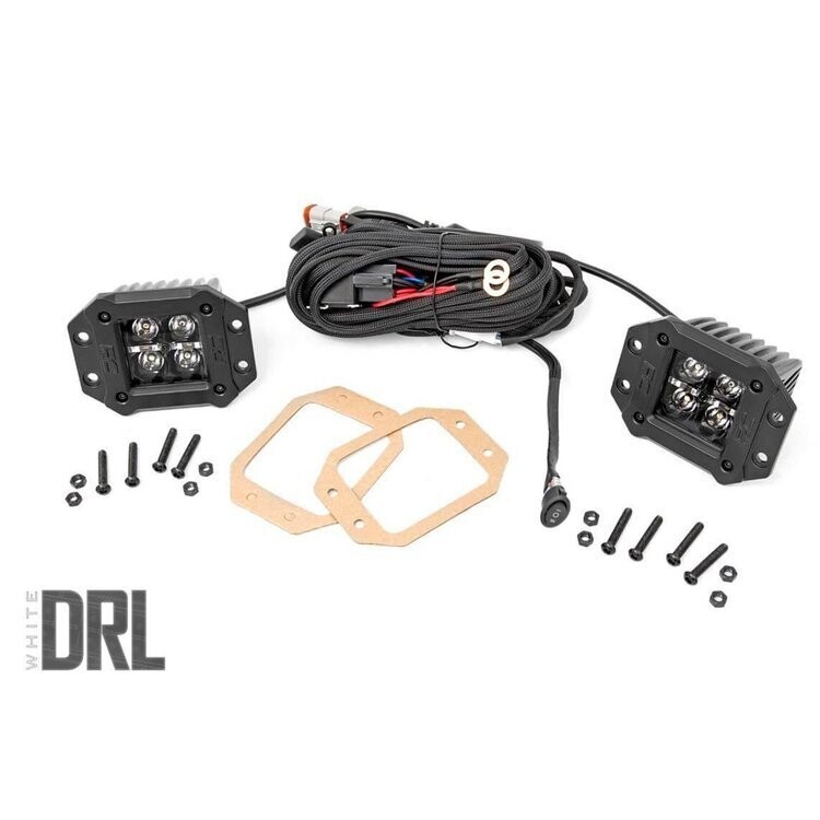 LED lights 2" square white DRL spot Rough Country Black Series