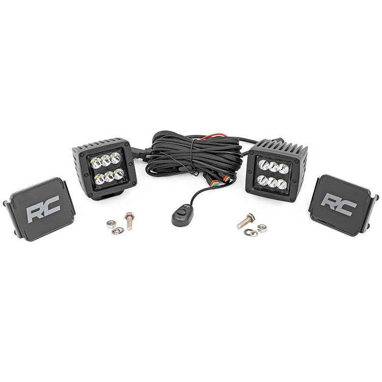 LED lights 2" square flood Rough Country Black Series